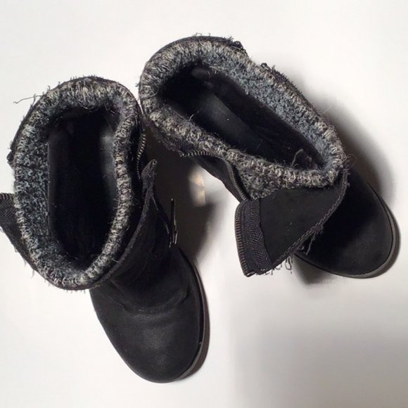 Mossimo Black Suede Winter Boots Sweater Lining Double Zipper Size 7.5M - Picture 4 of 7